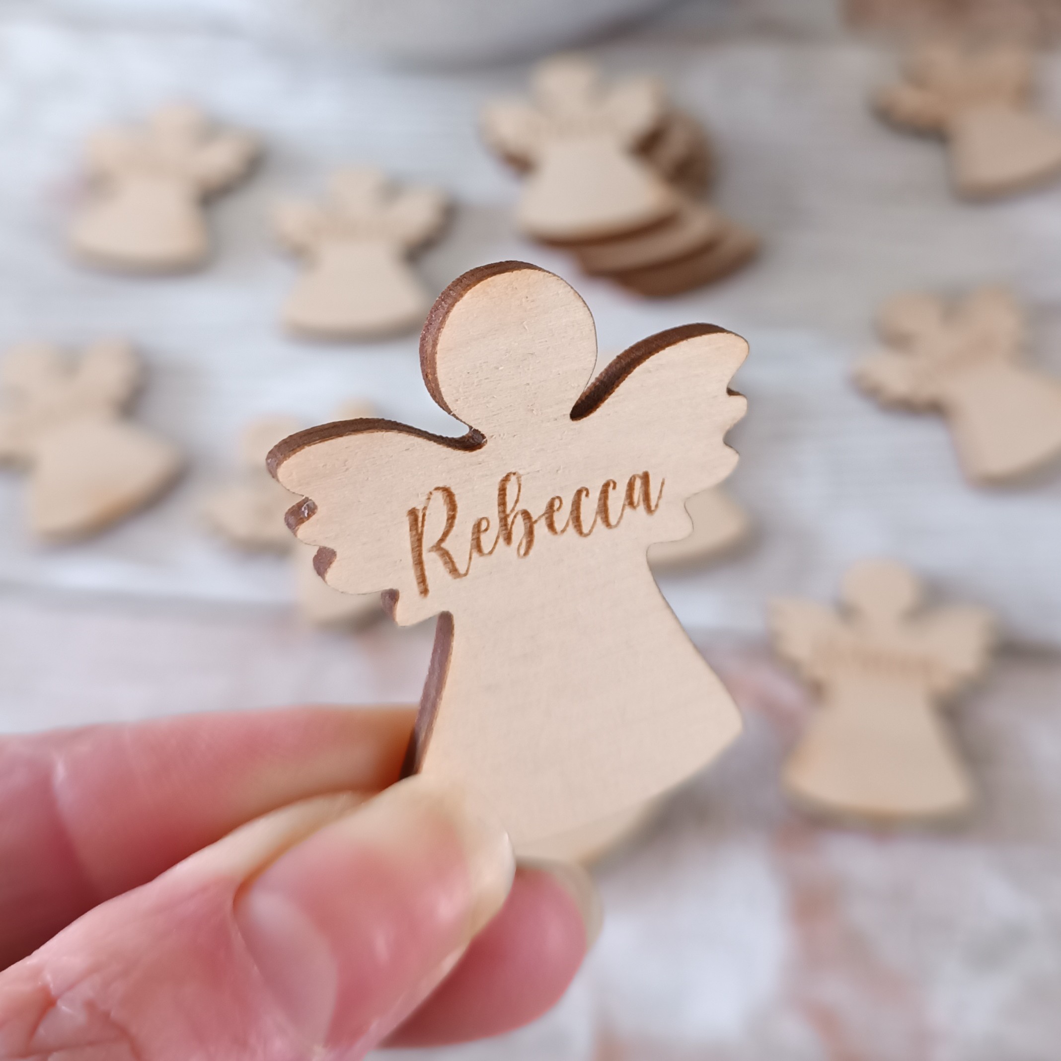Angel Wooden Funeral Tokens
