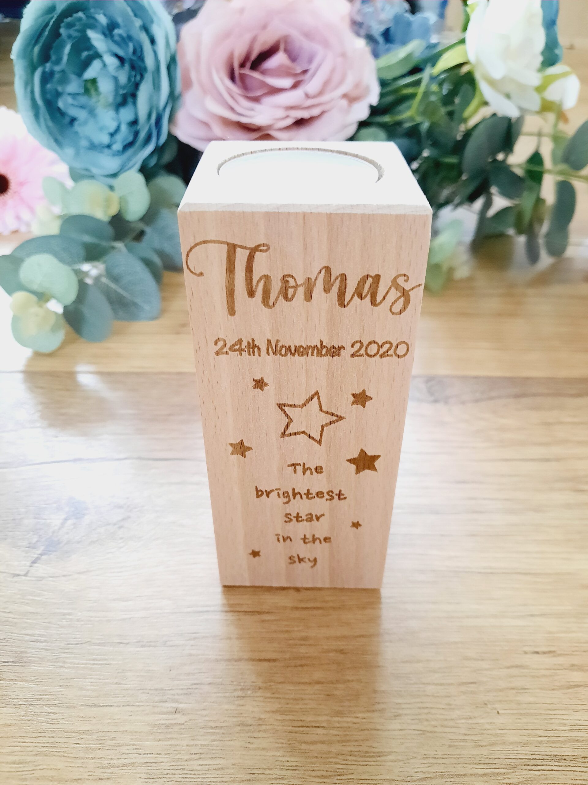 Large Wooden Memorial Candle - Image 3